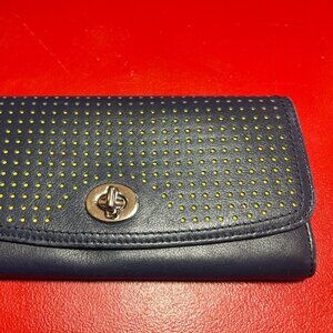 Coach Turnlock Wallet, Leather Blue, Retired Style from the Mid-2010s, NWOT